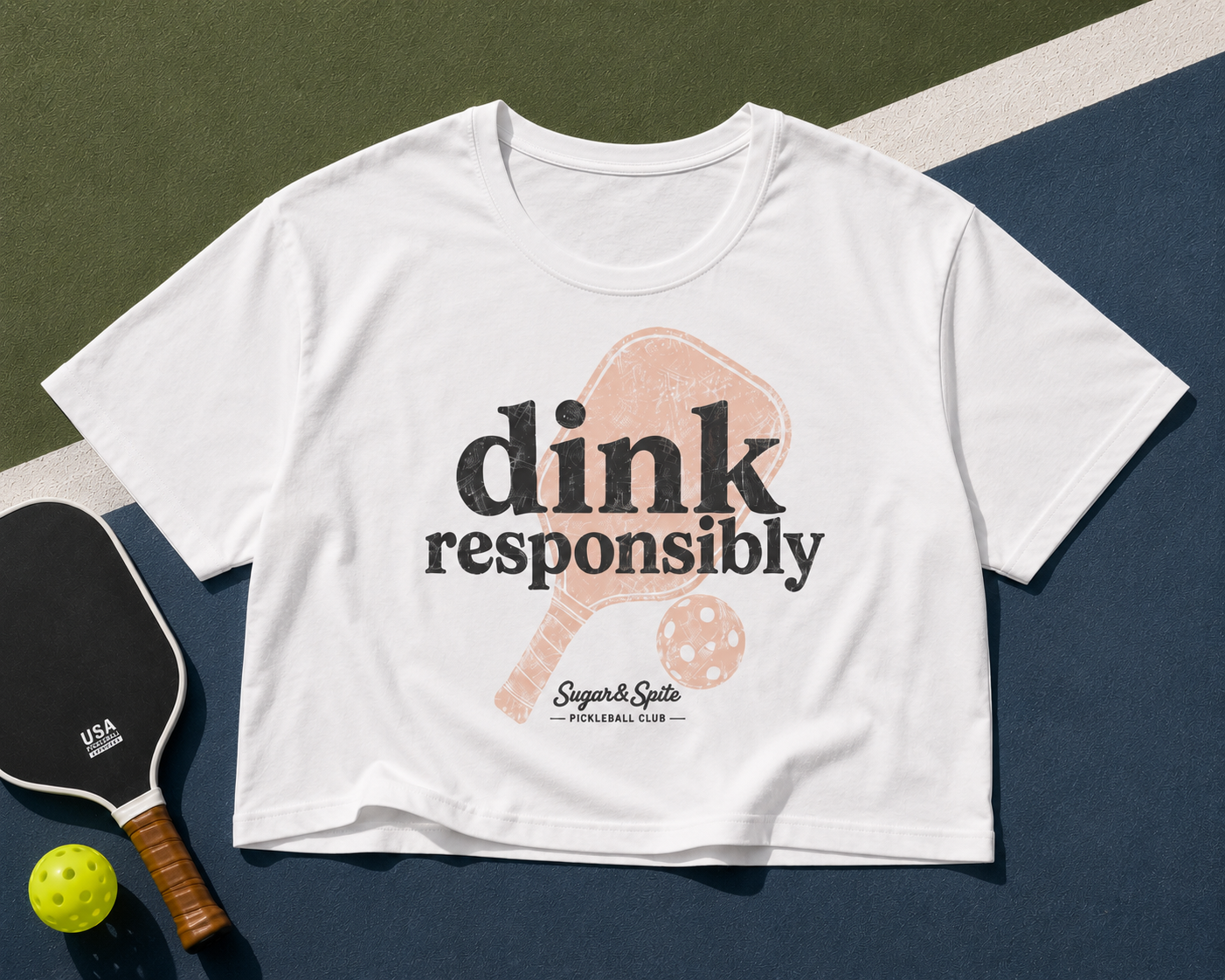 Dink Responsibly Women's Boxy Tee — Vintage Ping Pong Paddle Graphic