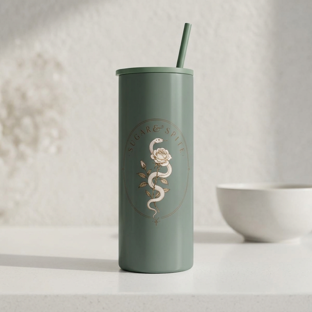 Maker Sip 20oz Tumbler — Vintage Floral Snake Logo Stainless Travel Cup