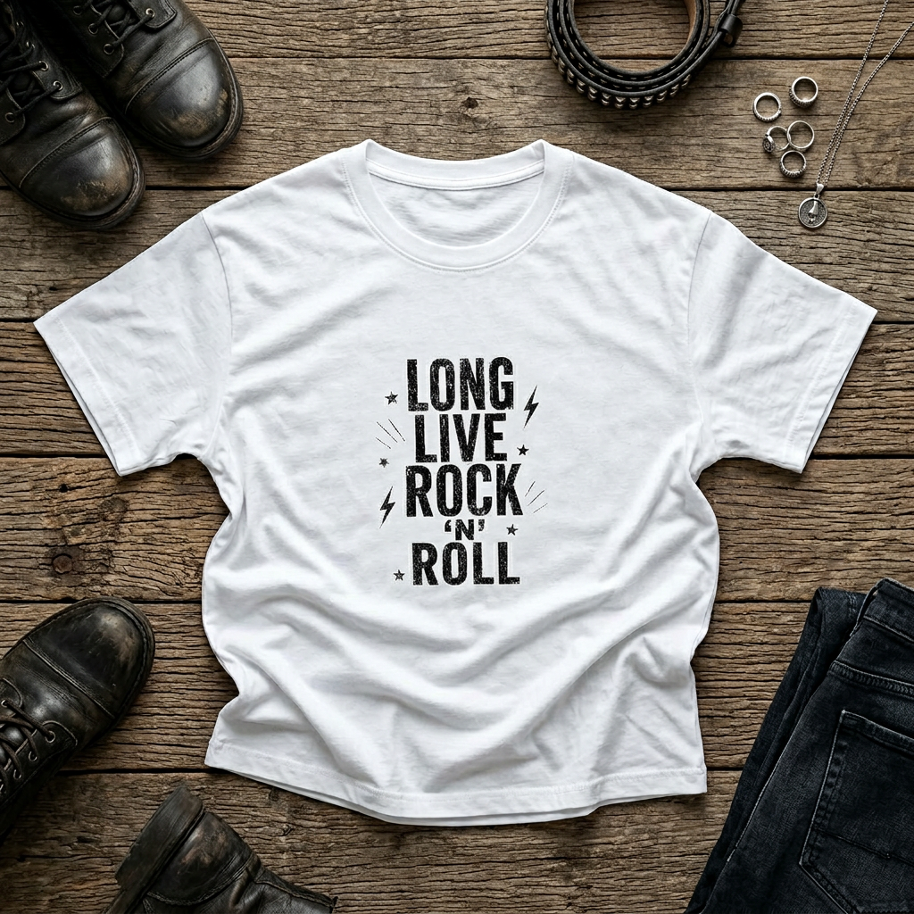Long Live Rock 'n' Roll Boxy Tee — Women's Vintage Rock Graphic Shirt
