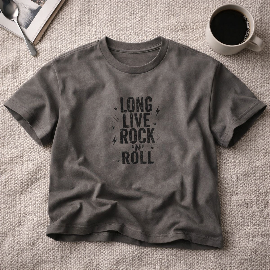 Long Live Rock 'n' Roll Boxy Tee — Women's Vintage Rock Graphic Shirt