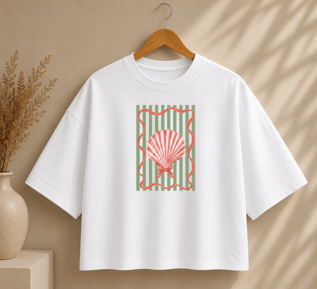 Seashell Vintage-Stripe Boxy Tee