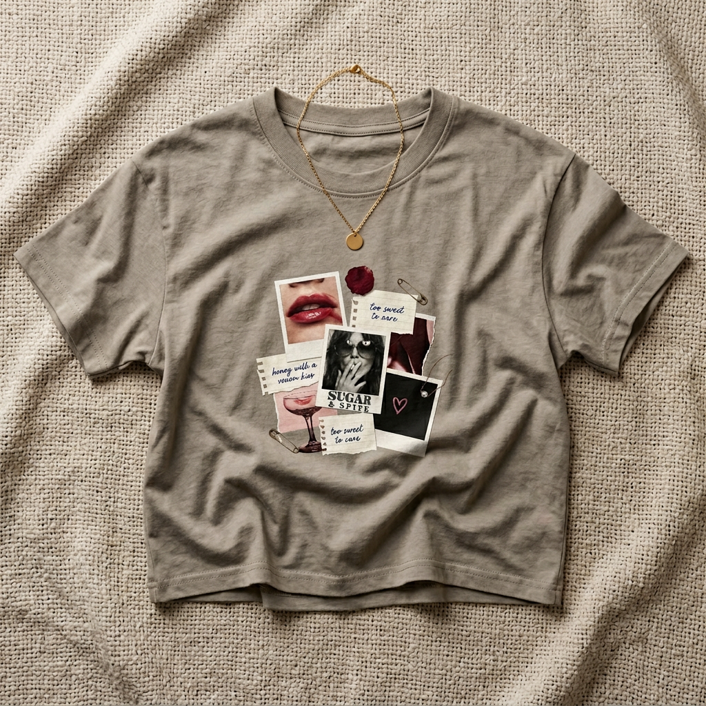Collage Vibes Boxy Tee — "Be Brave, Be You" Graphic