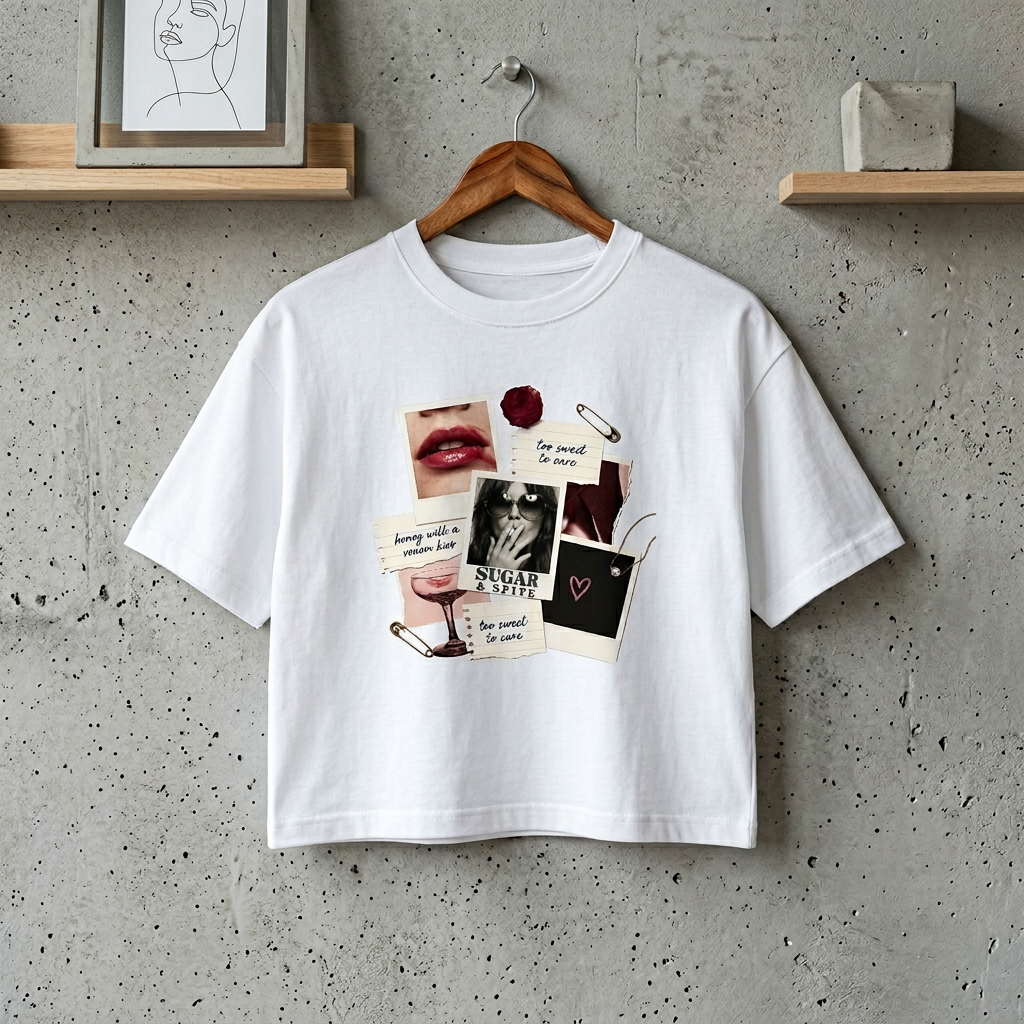 Collage Vibes Boxy Tee — "Be Brave, Be You" Graphic