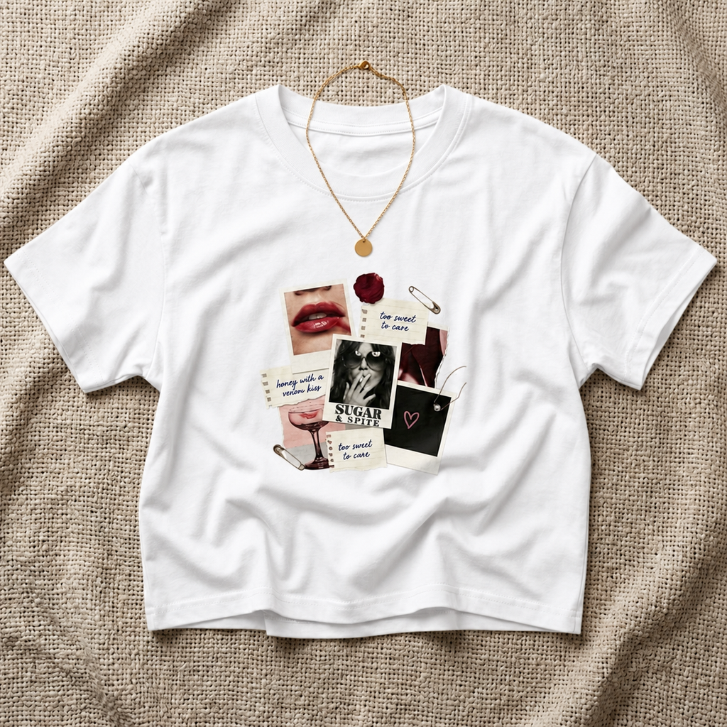 Collage Vibes Boxy Tee — "Be Brave, Be You" Graphic