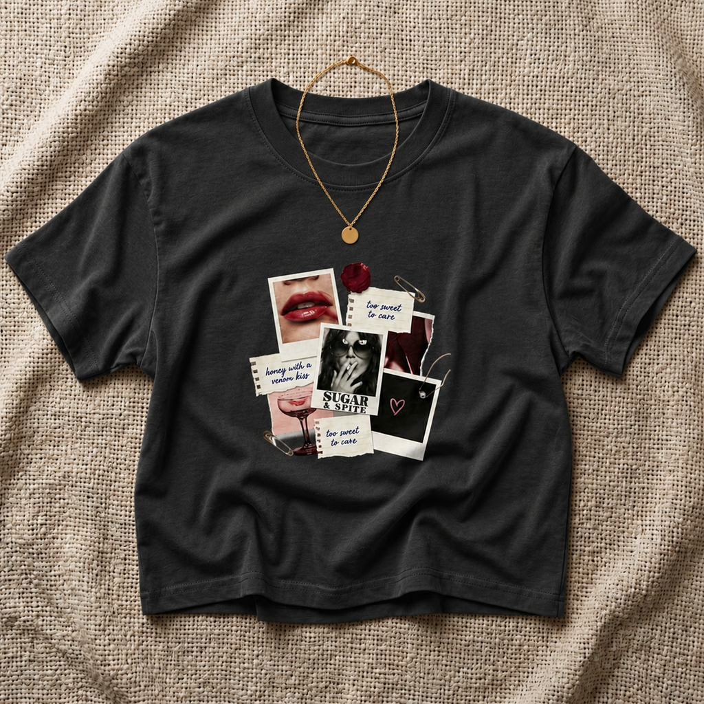 Collage Vibes Boxy Tee — "Be Brave, Be You" Graphic