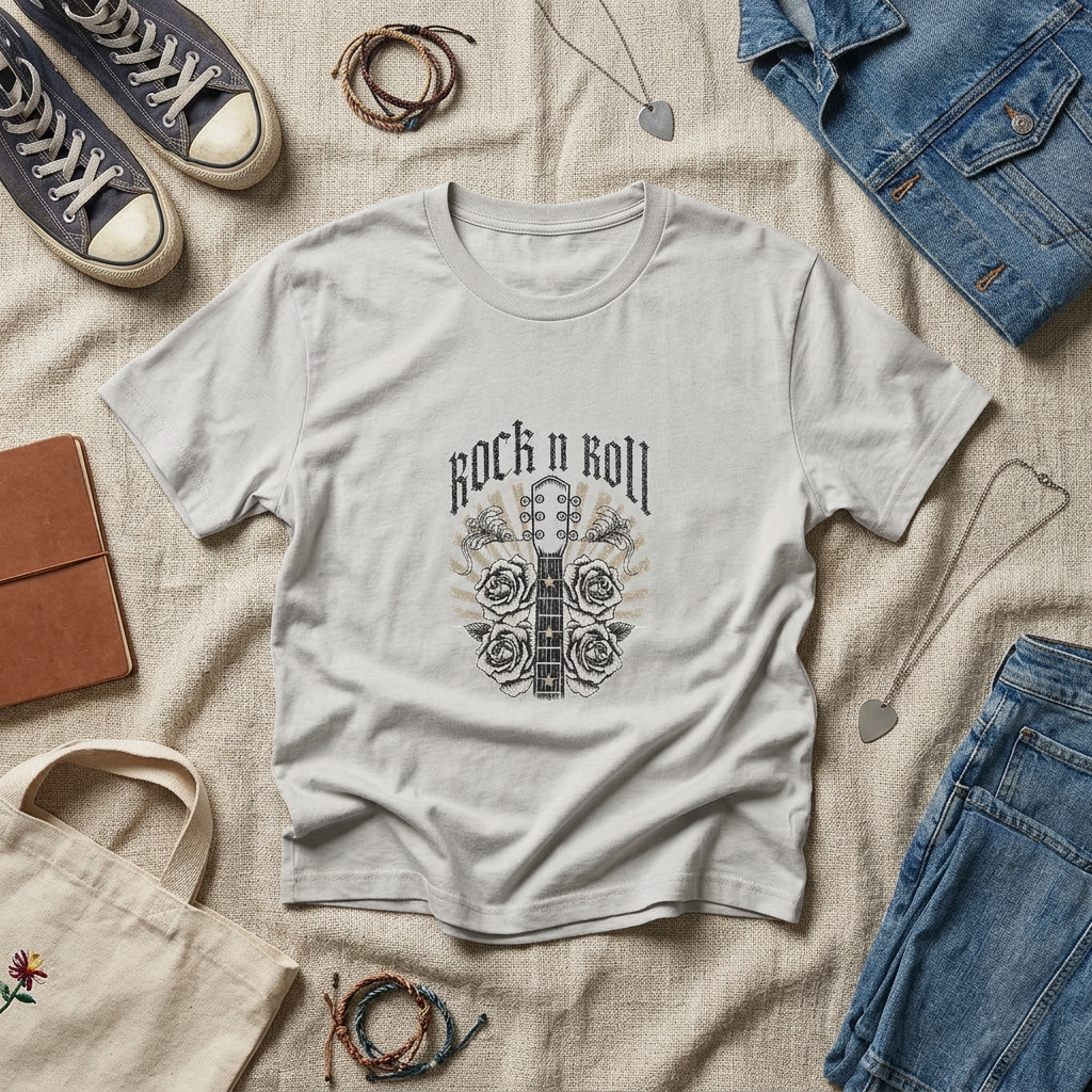 Rock N Roll Guitar & Roses Women's Boxy Tee