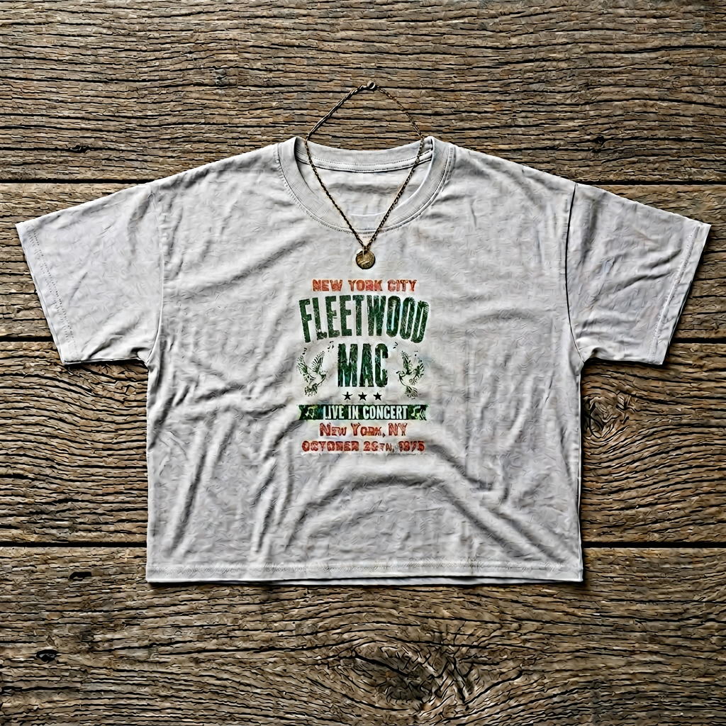 Fleetwood Mac Vintage Tour Boxy Tee — New York City 1975 Concert Shirt