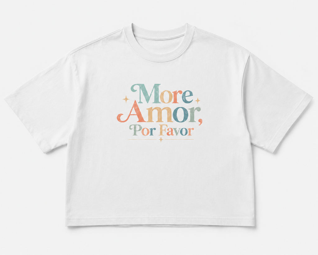More Amor Por Favor Women's Boxy Tee — Retro Spanish Love Graphic