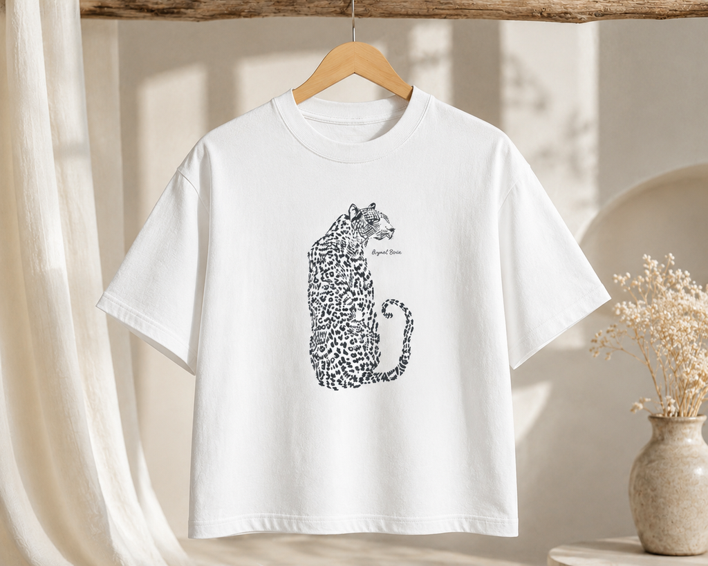 Boxy Women's Tee — Leopard Silhouette Graphic