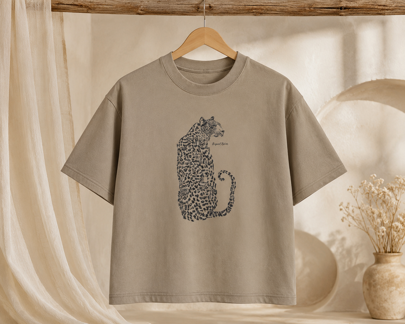 Boxy Women's Tee — Leopard Silhouette Graphic