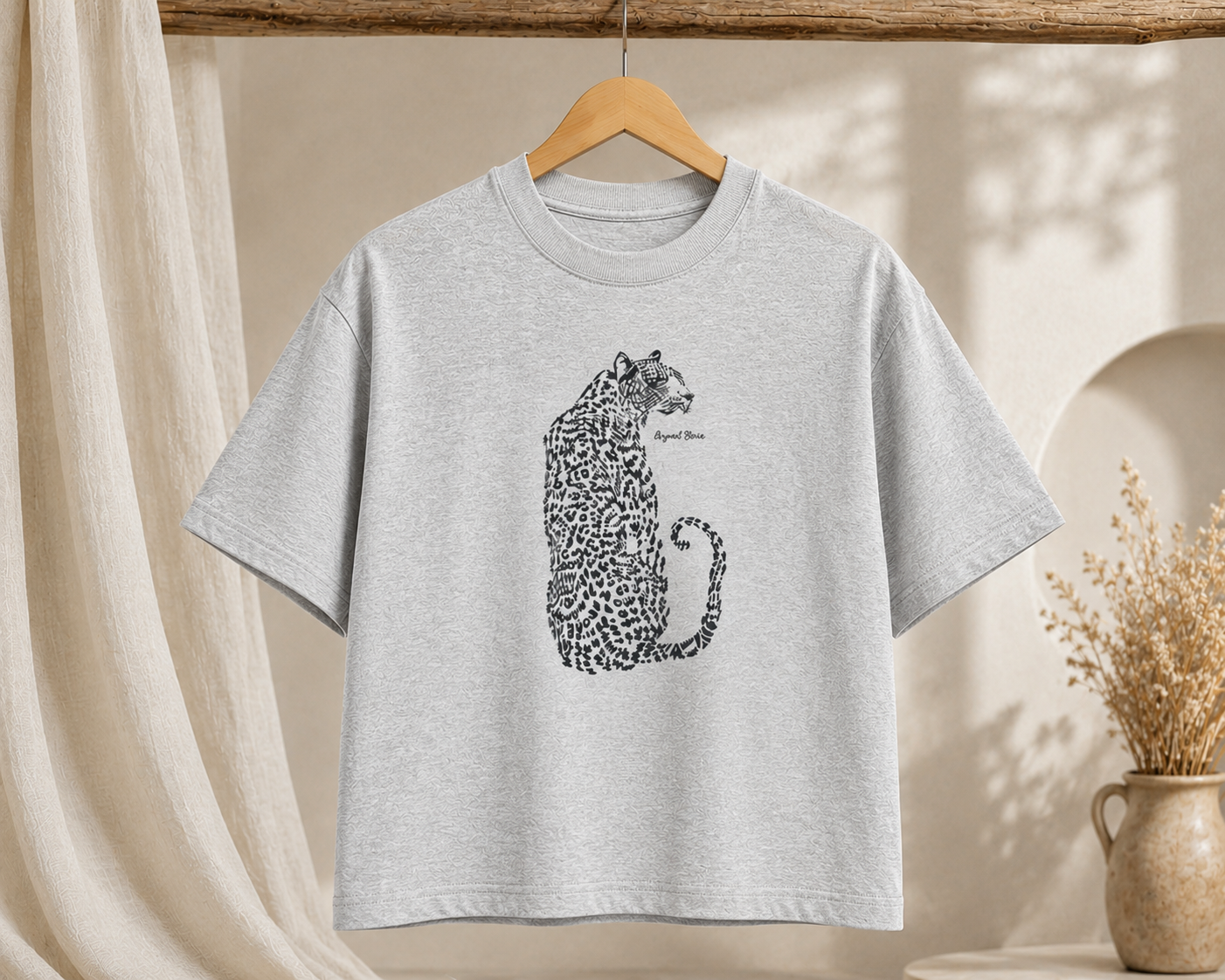 Boxy Women's Tee — Leopard Silhouette Graphic