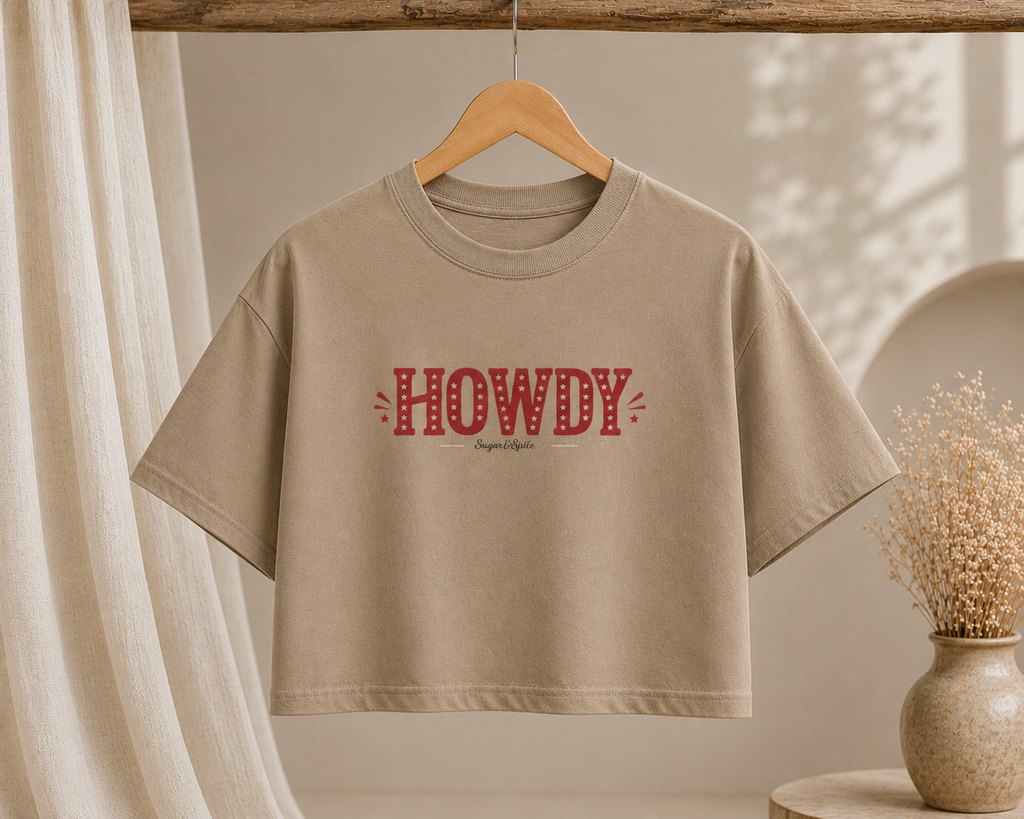 Howdy Boxy Tee — Women's Cropped Western Graphic T‑Shirt