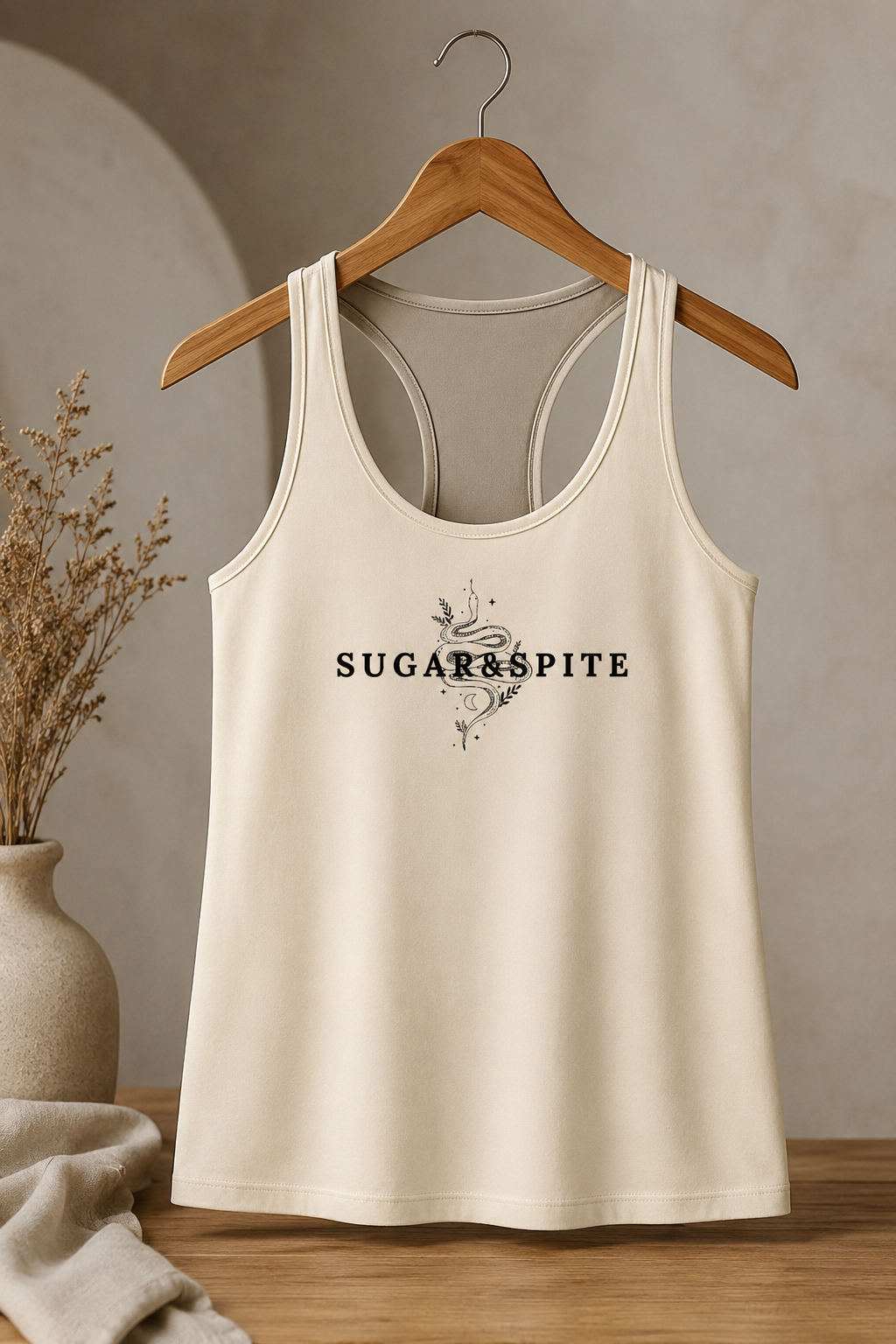 Sugar & Spite Women's Racerback Tank — Floral Gothic Graphic