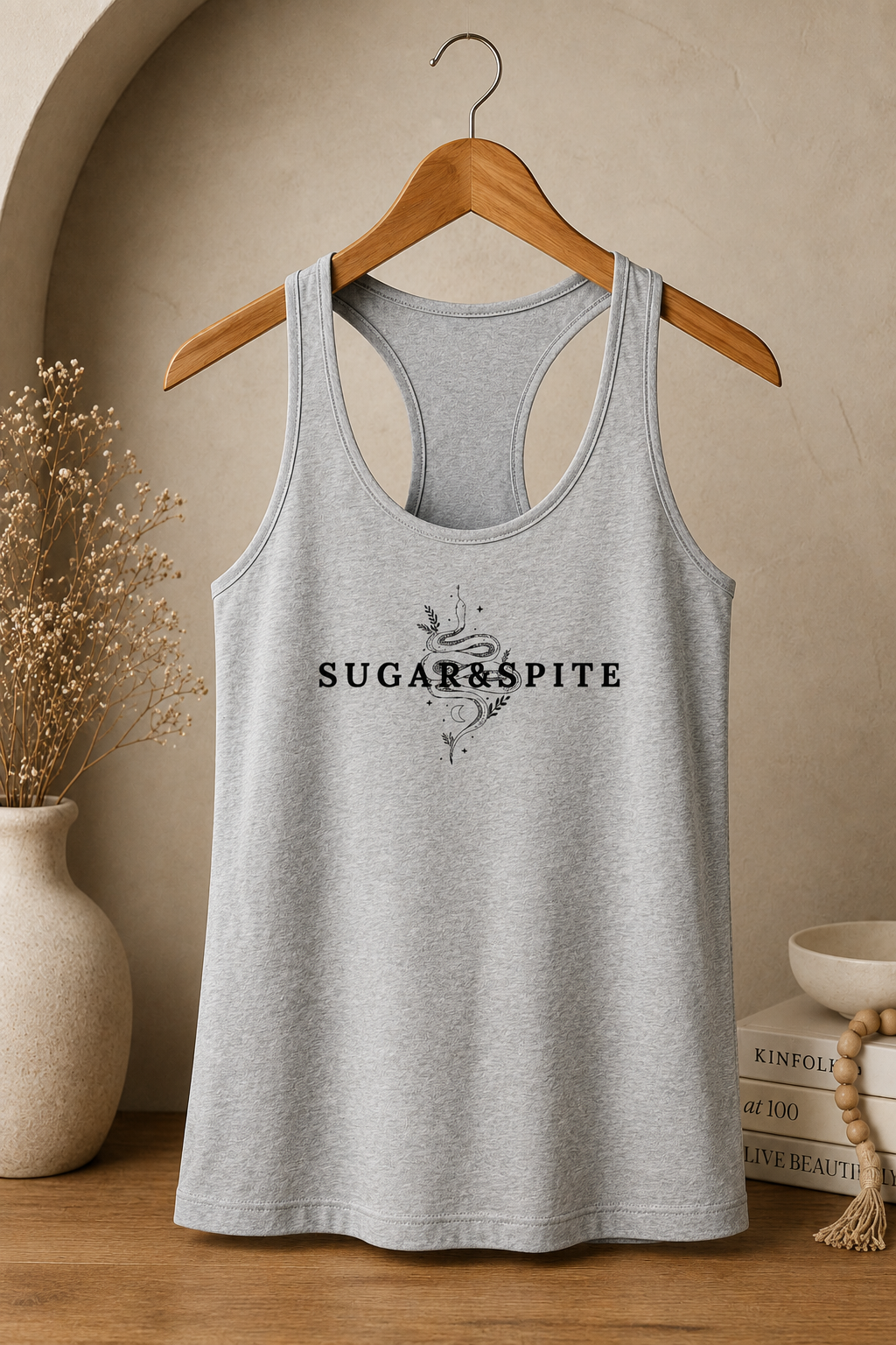 Sugar & Spite Women's Racerback Tank — Floral Gothic Graphic
