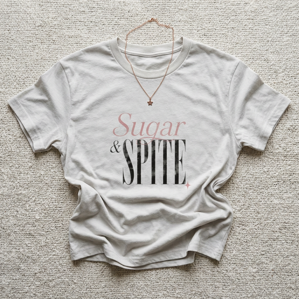 Sugar & Spite Boxy Tee — Cute Feminine Graphic Crop T‑Shirt