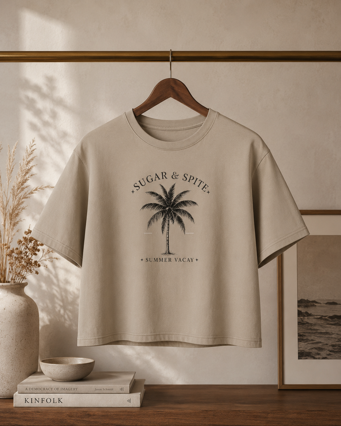 Sugar & Spice Palm Boxy Tee — Women's Summer Vacay Crop Shirt