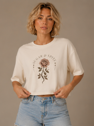 Sugar & Spite Rose Boxy Tee