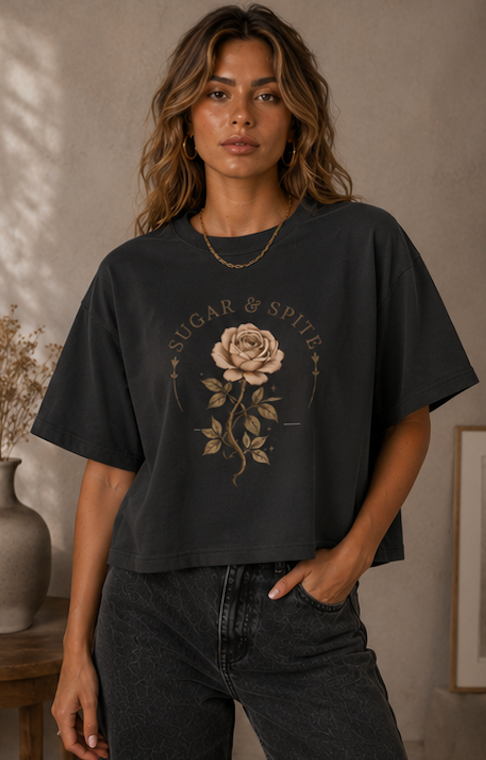 Sugar & Spite Rose Boxy Tee