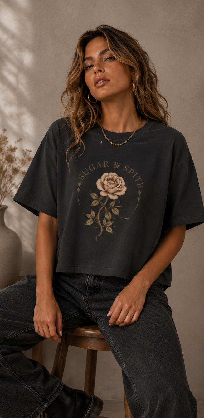 Sugar & Spite Rose Boxy Tee