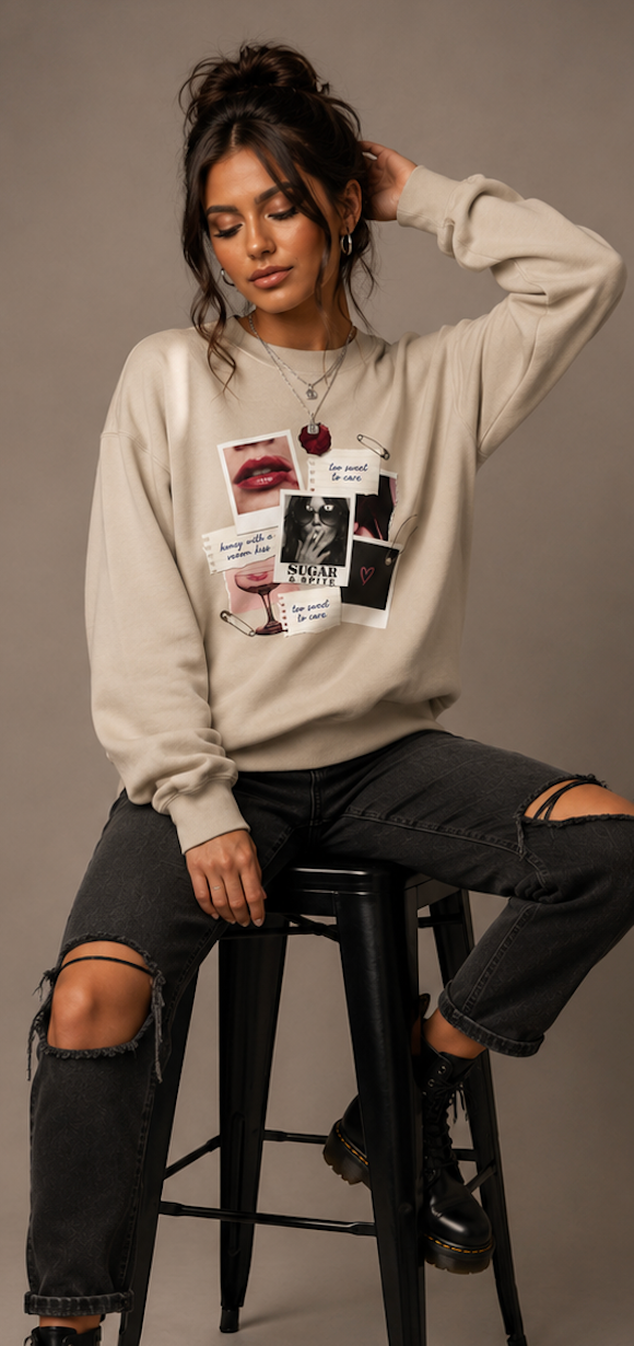 Collage Graphic Crewneck Sweatshirt