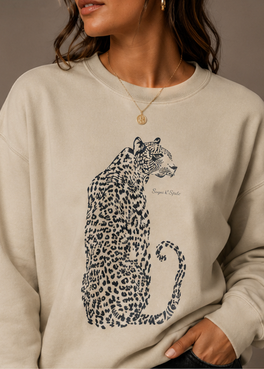 Leopard Sketch Crewneck Sweatshirt