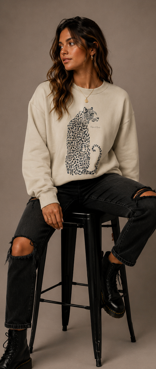 Leopard Sketch Crewneck Sweatshirt