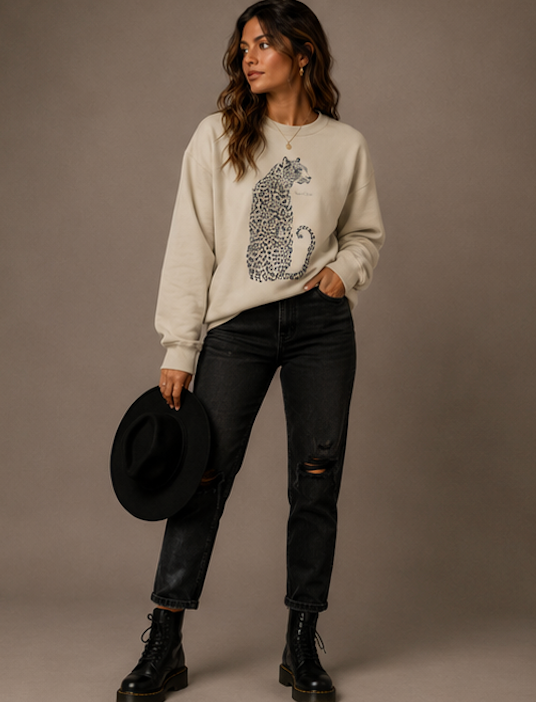 Leopard Sketch Crewneck Sweatshirt
