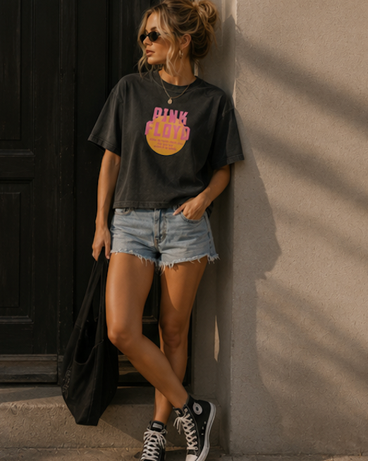 Pink Floyd Retro Sunset Boxy Tee