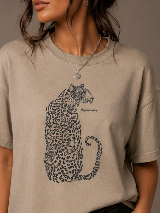 Boxy Women's Tee — Leopard Silhouette Graphic