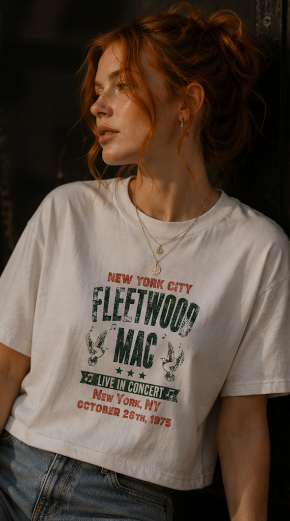 Fleetwood Mac Vintage Tour Boxy Tee — New York City 1975 Concert Shirt
