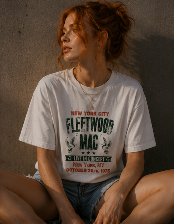 Fleetwood Mac Vintage Tour Boxy Tee — New York City 1975 Concert Shirt