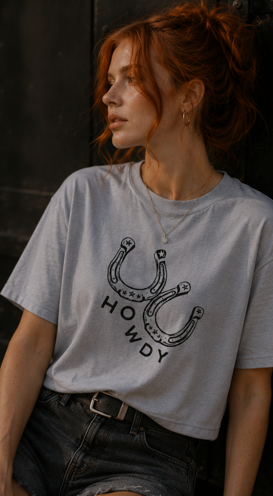 Howdy Horseshoe Boxy Tee