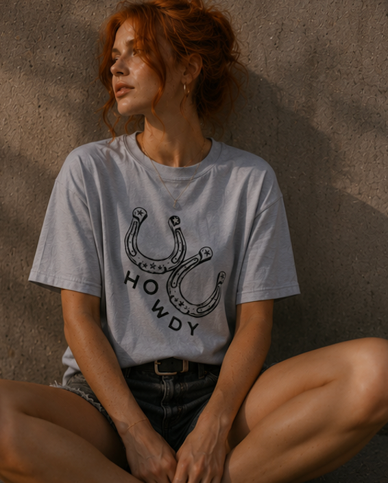 Howdy Horseshoe Boxy Tee