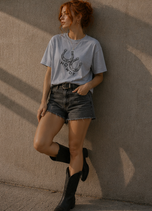 Howdy Horseshoe Boxy Tee