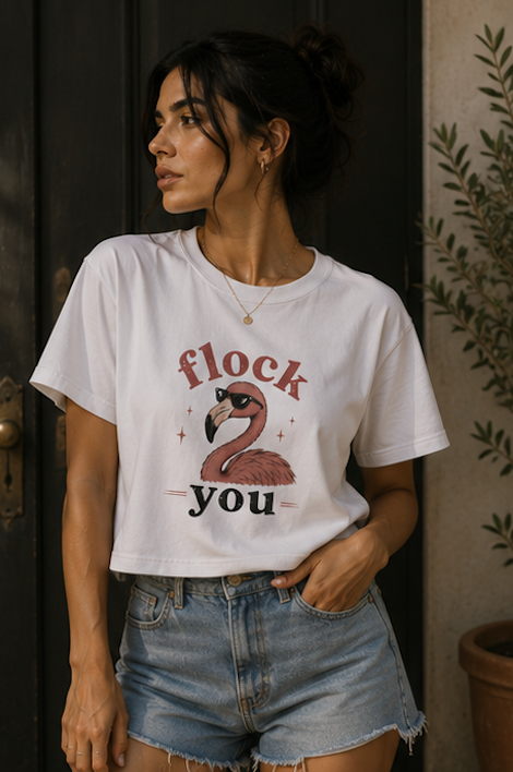 'Flock You' Flamingo Boxy Tee