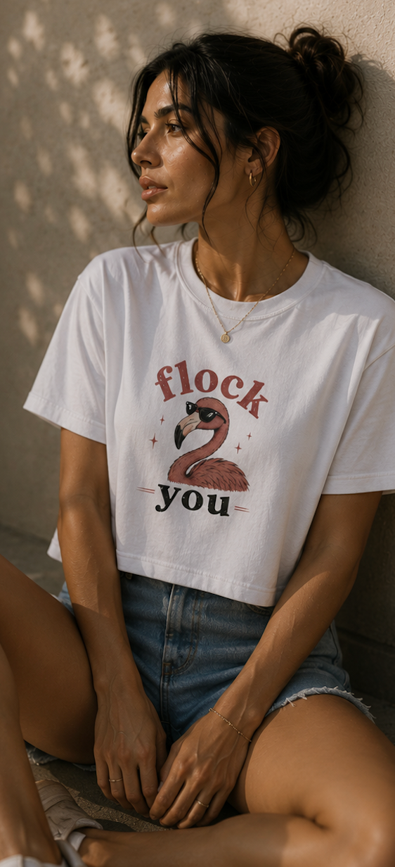 'Flock You' Flamingo Boxy Tee