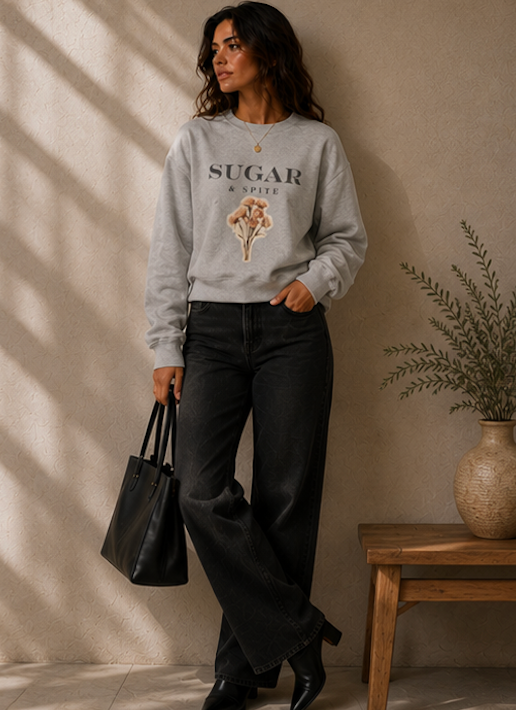Sugar & Spite Floral Crewneck Sweatshirt
