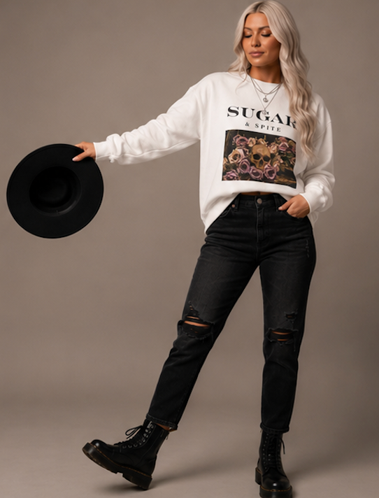 Sugar & Spite Skull Crewneck Sweatshirt
