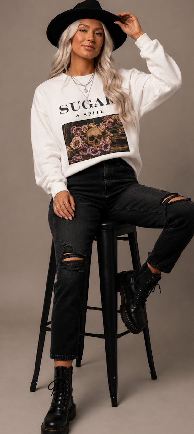 Sugar & Spite Skull Crewneck Sweatshirt