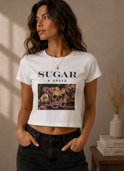 Sugar & Spite Skull & Roses Women's Baby Tee