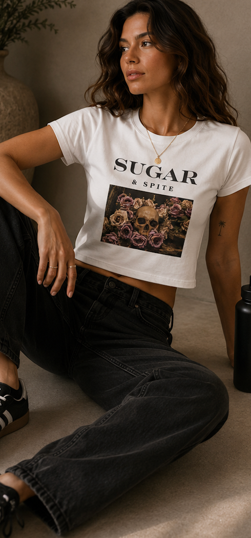 Sugar & Spite Skull & Roses Women's Baby Tee