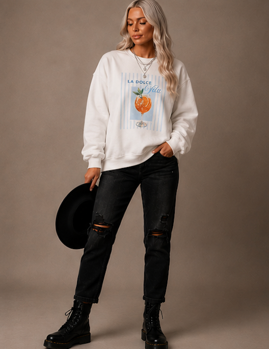 La Dolce Vita Oversized Crewneck Sweatshirt