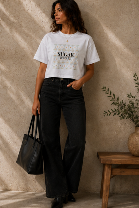 Sugar & Spite Women's Floral Boxy Tee