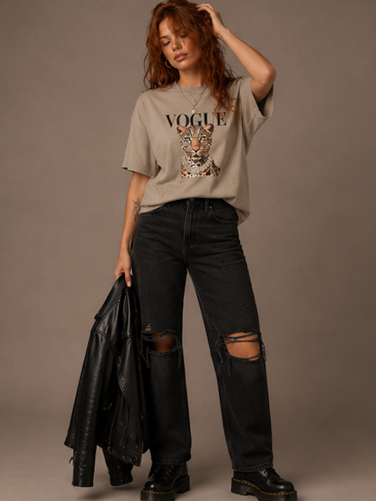 Vogue Leopard Boxy Tee