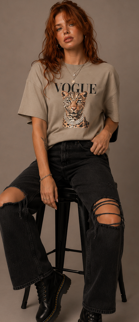 Vogue Leopard Boxy Tee