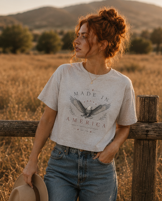 Made in America Eagle Women's Baby Tee