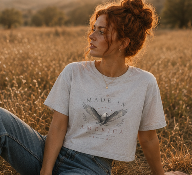 Made in America Eagle Women's Baby Tee