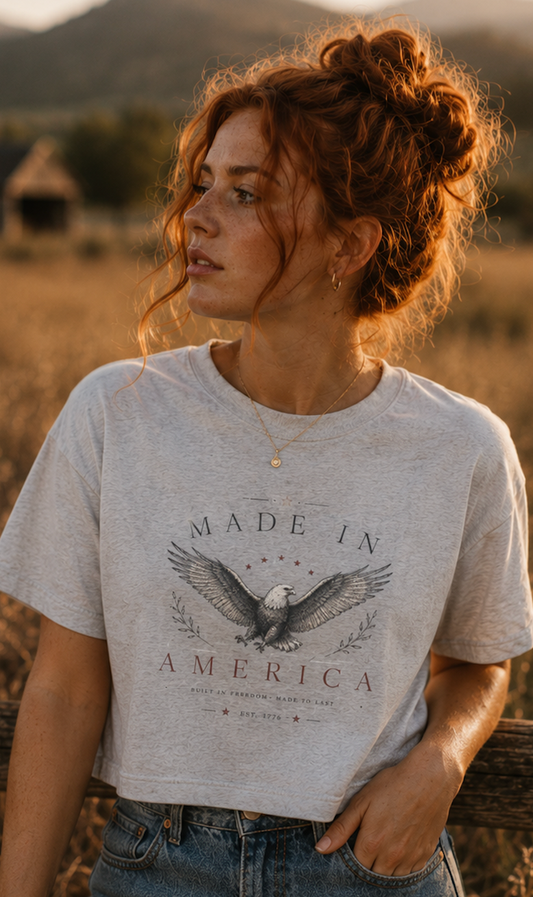 Made in America Eagle Women's Baby Tee