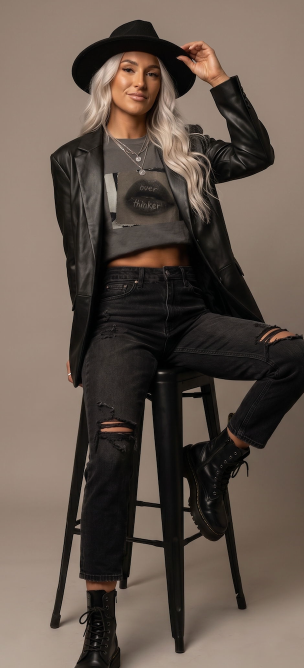 Boxy Tee — 'Overthinker' Lips Graphic Women's Crop Tee