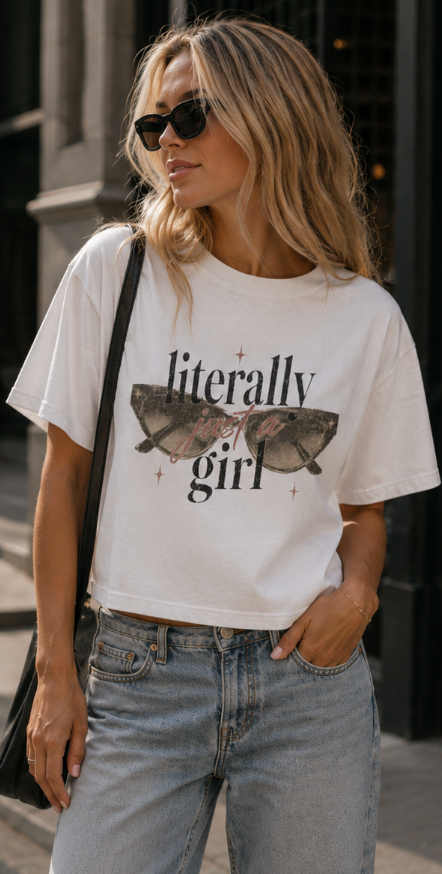 Literally Girl sunglasses tee | Boxy Tee